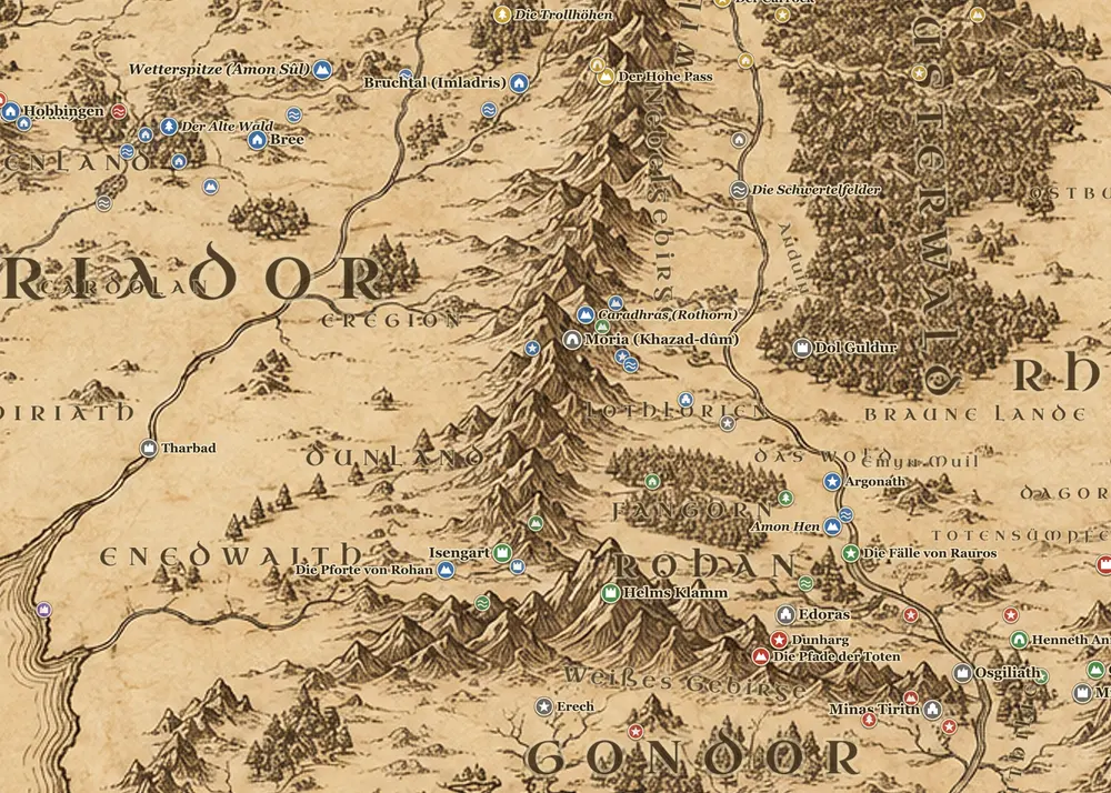 Boromirs Ritt nach Bruchtal auf der Karte von Mittelerde