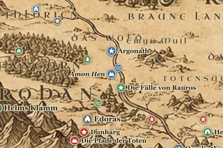 Amon Hen auf der Karte von Mittelerde