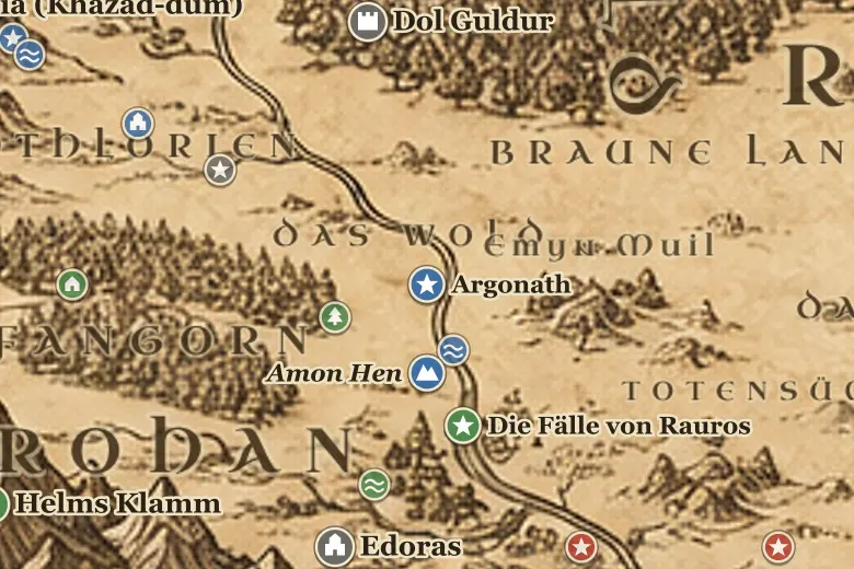 Argonath auf der Karte von Mittelerde