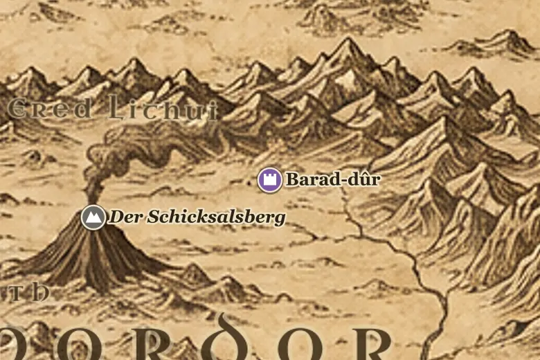 Barad-dûr auf der Karte von Mittelerde