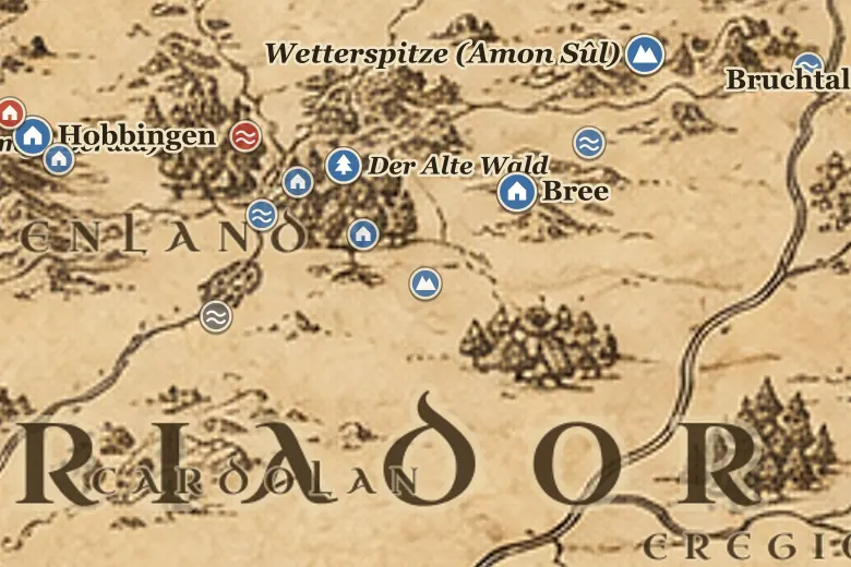 Die Hügelgräberhöhen auf der Karte von Mittelerde