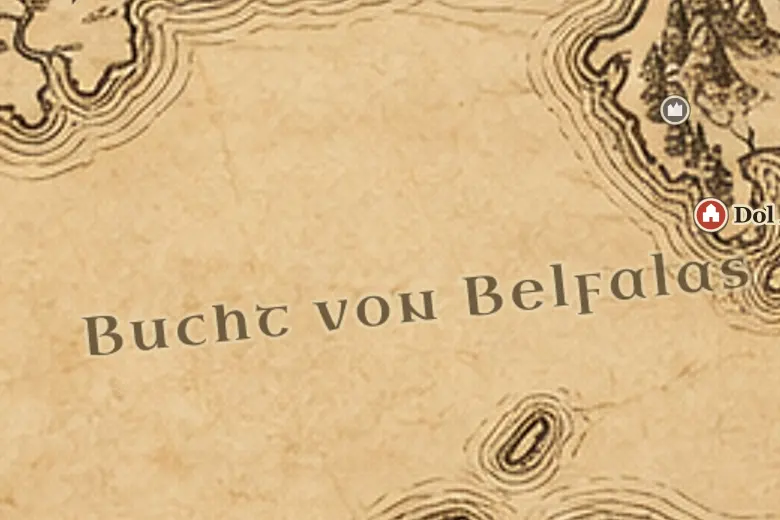 Die Bucht von Belfalas auf der Karte von Mittelerde