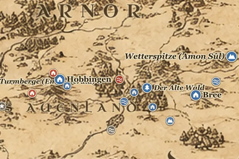 Brandyweinbrücke auf der Karte von Mittelerde
