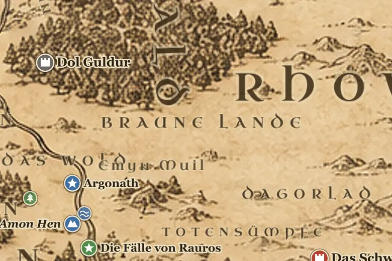 Die Braunen Lande auf der Karte von Mittelerde
