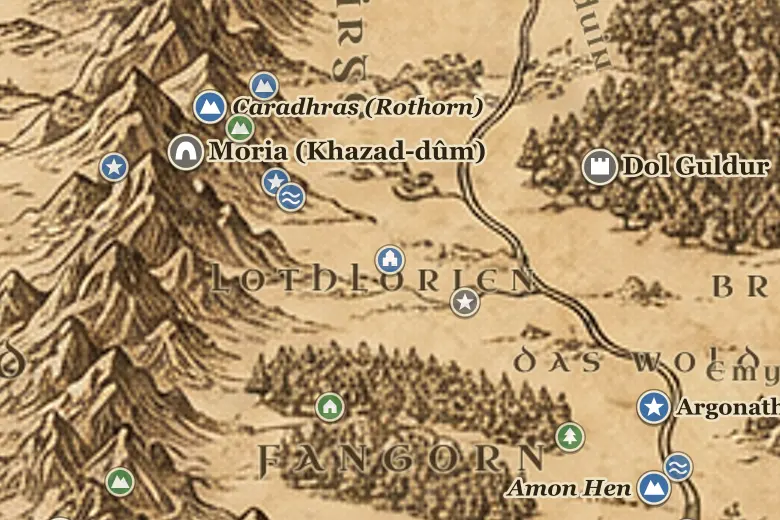 Caras Galadhon auf der Karte von Mittelerde