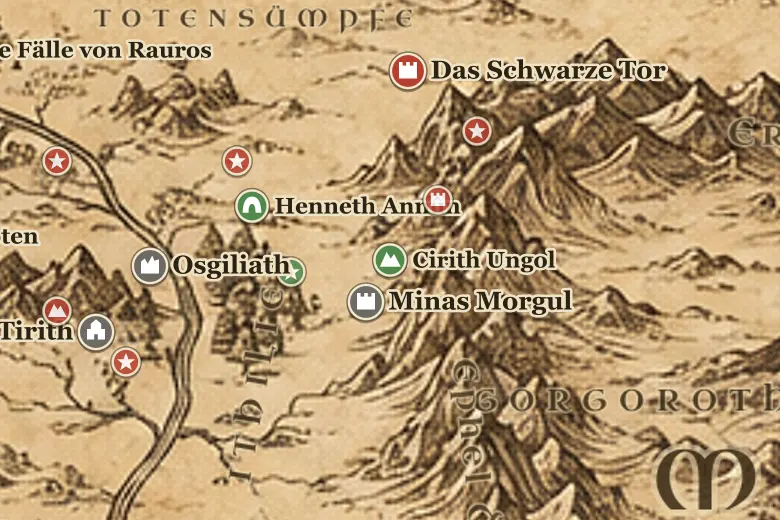 Cirith Ungol auf der Karte von Mittelerde