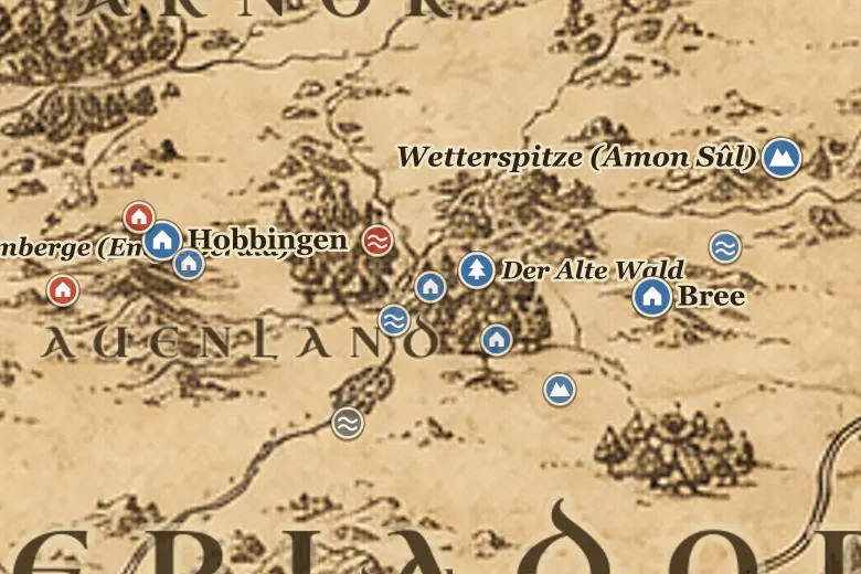 Krickloch auf der Karte von Mittelerde