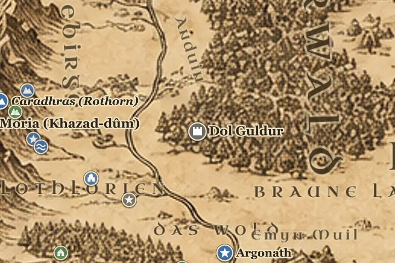 Dol Guldur auf der Karte von Mittelerde