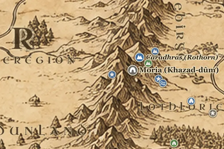 Durins Tor auf der Karte von Mittelerde