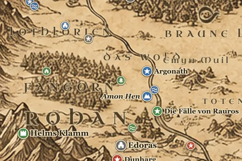 Der Saum des Fangorn auf der Karte von Mittelerde