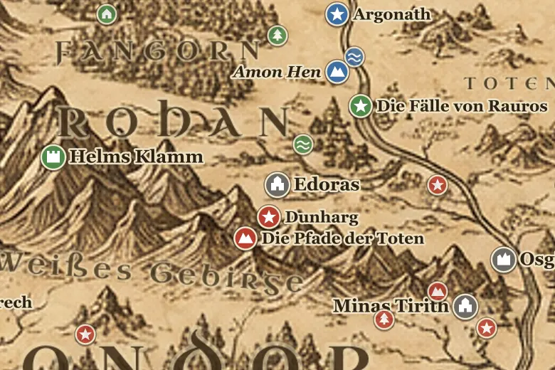 Edoras auf der Karte von Mittelerde