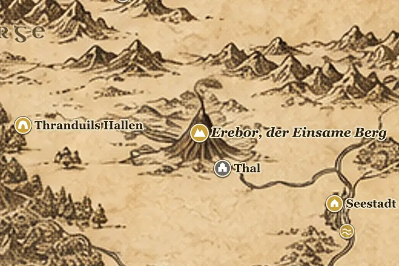 Erebor, der Einsame Berg auf der Karte von Mittelerde