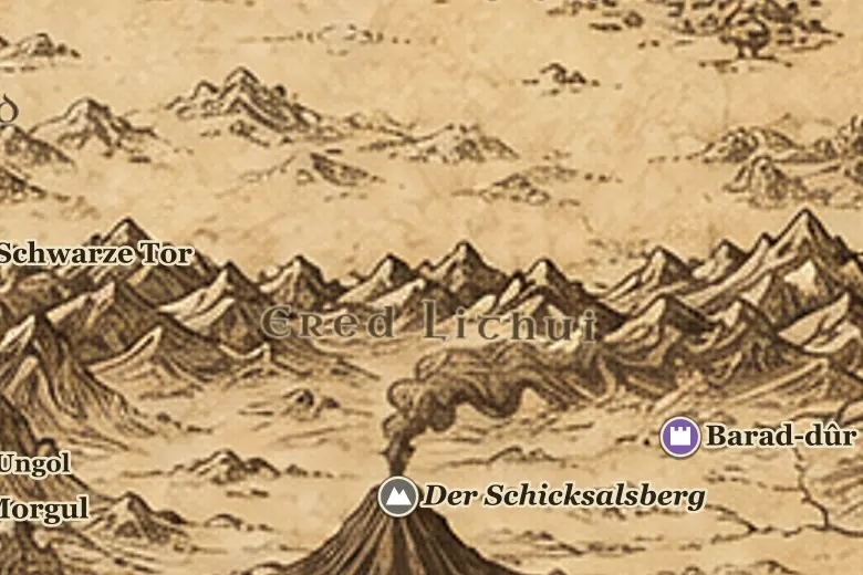 Ered Lithui (Aschenberge) auf der Karte von Mittelerde