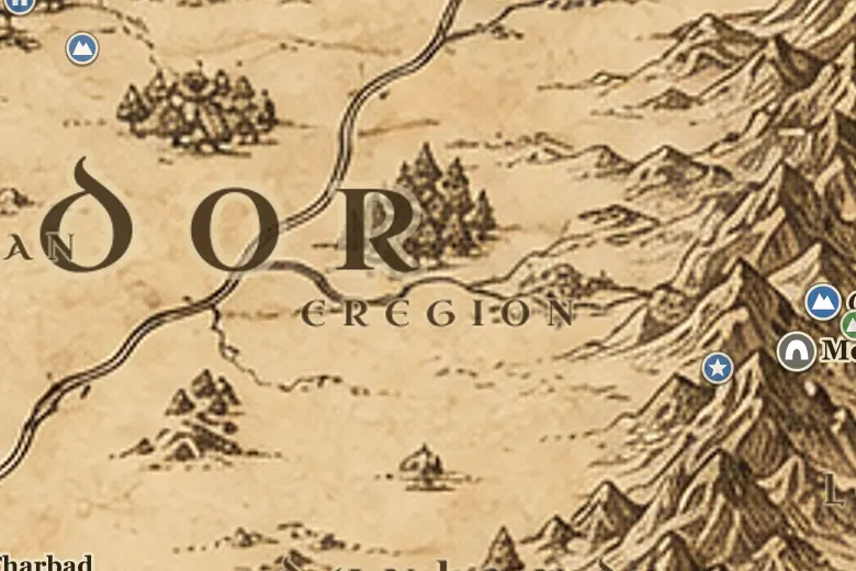 Eregion (Hulsten) auf der Karte von Mittelerde
