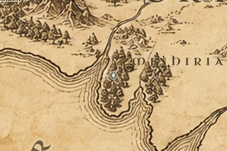 Eryn Vorn auf der Karte von Mittelerde
