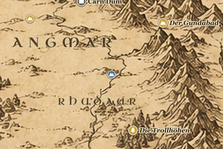Die Ettenöden auf der Karte von Mittelerde