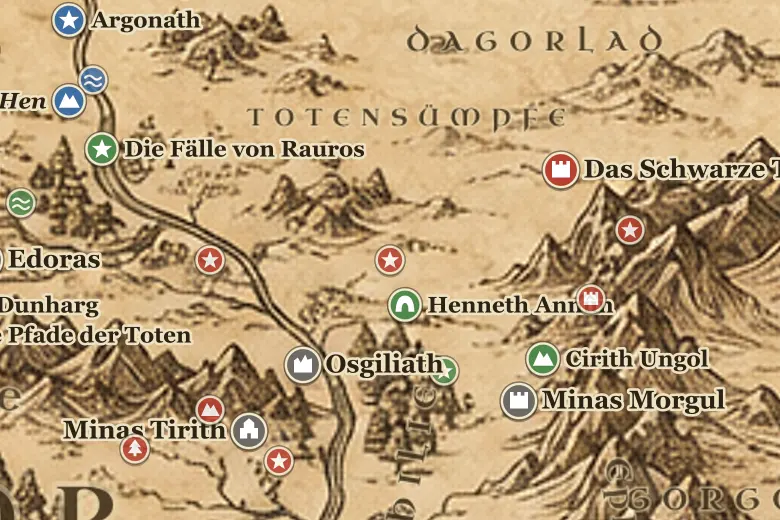 Das Feld von Cormallen auf der Karte von Mittelerde