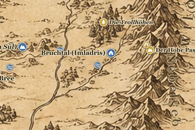 Die Furt von Bruinen auf der Karte von Mittelerde