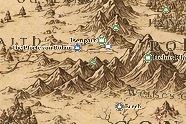 Die Furten des Isen auf der Karte von Mittelerde