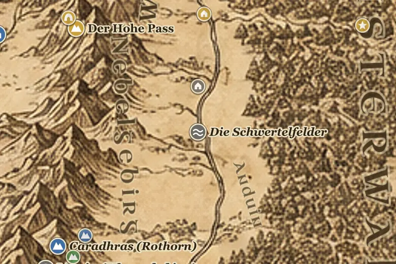 Die Schwertelfelder auf der Karte von Mittelerde
