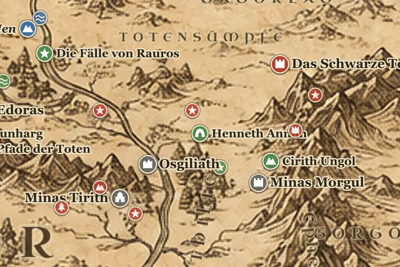 Henneth Annûn auf der Karte von Mittelerde