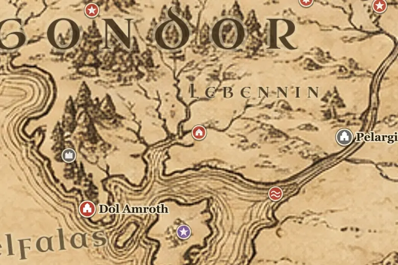 Linhir auf der Karte von Mittelerde