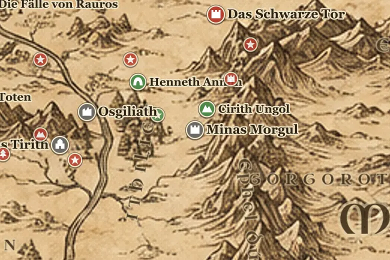 Minas Morgul auf der Karte von Mittelerde