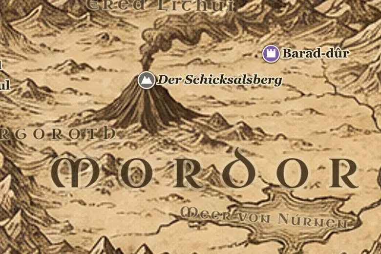 Mordor auf der Karte von Mittelerde