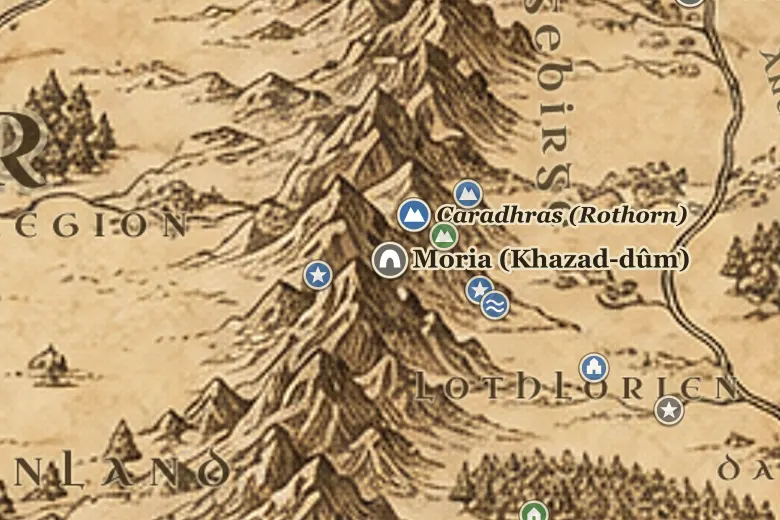 Moria (Khazad-dûm) auf der Karte von Mittelerde