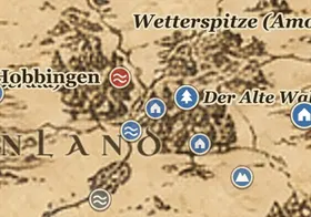 Krickloch auf der Karte von Mittelerde
