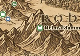 Helms Klamm auf der Karte von Mittelerde