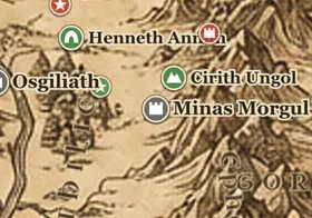 Minas Morgul auf der Karte von Mittelerde