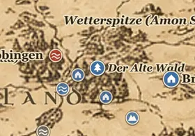 Der Alte Wald auf der Karte von Mittelerde