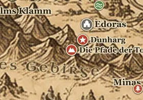 Die Pfade der Toten auf der Karte von Mittelerde