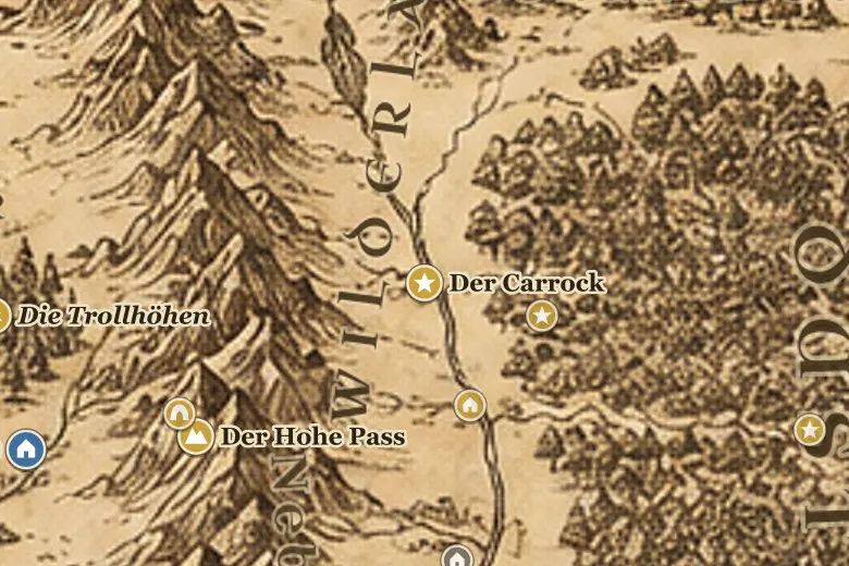 Der Carrock auf der Karte von Mittelerde