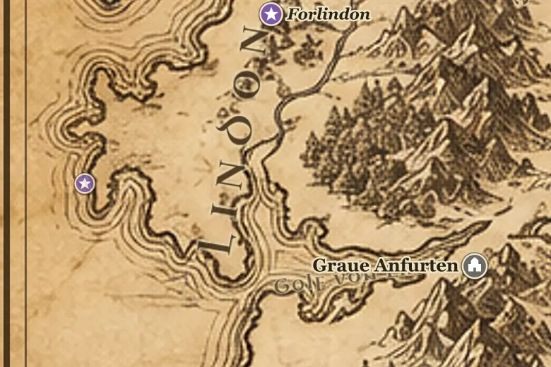 Tol Morwen auf der Karte von Mittelerde