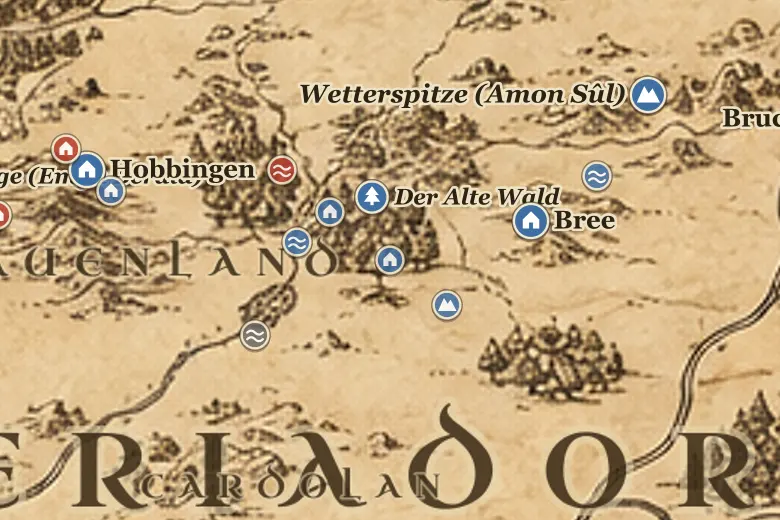 Tom Bombadils Haus auf der Karte von Mittelerde