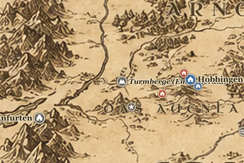 Turmberge (Emyn Beraid) auf der Karte von Mittelerde