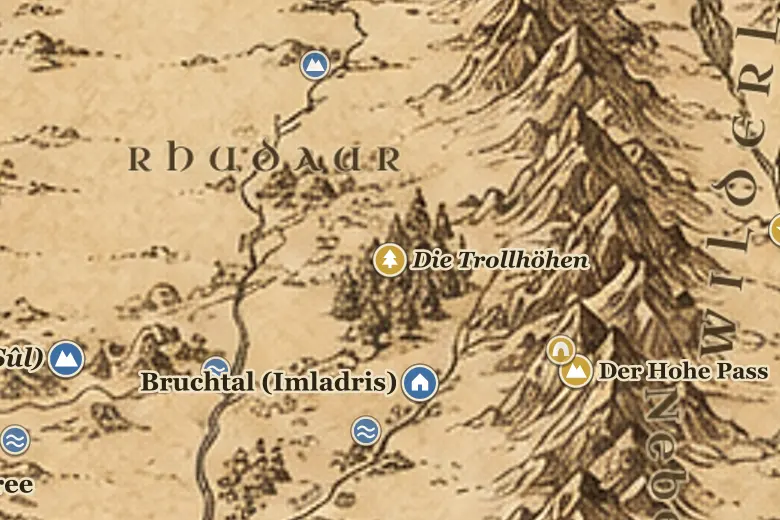 Die Trollhöhen auf der Karte von Mittelerde