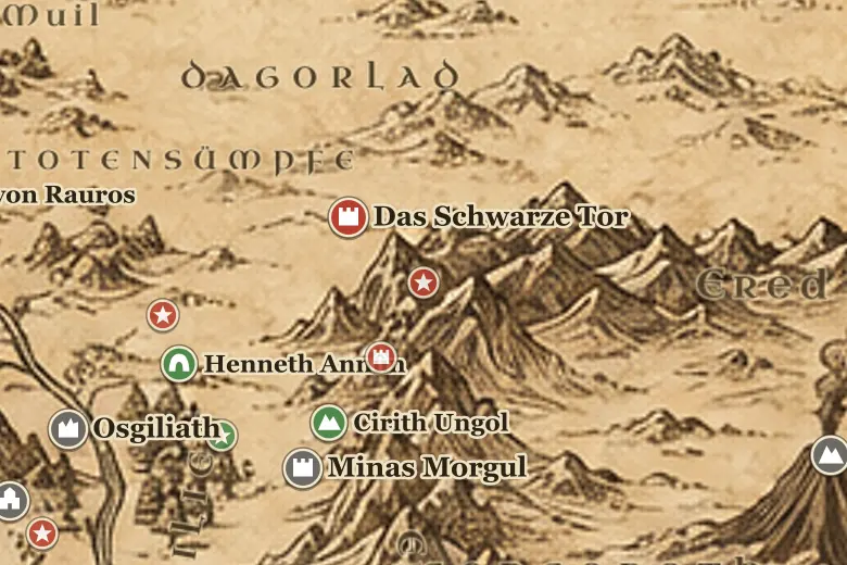 Udûn auf der Karte von Mittelerde
