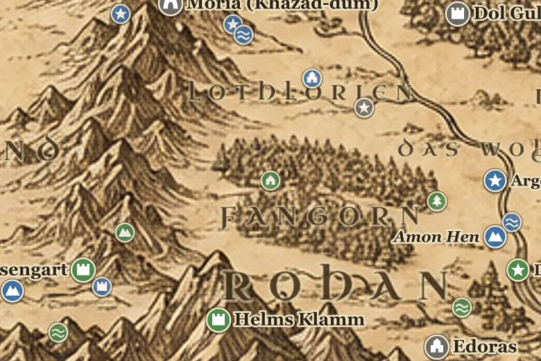 Quellhall auf der Karte von Mittelerde