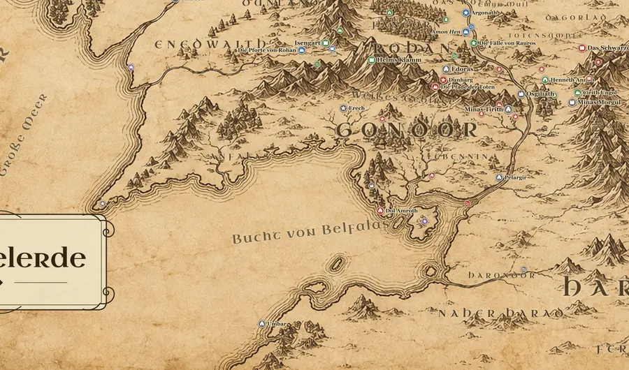 Gondor auf der Karte von Mittelerde