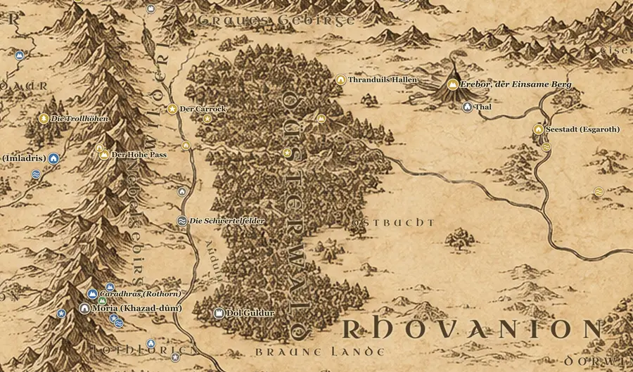 Der Düsterwald auf der Karte von Mittelerde