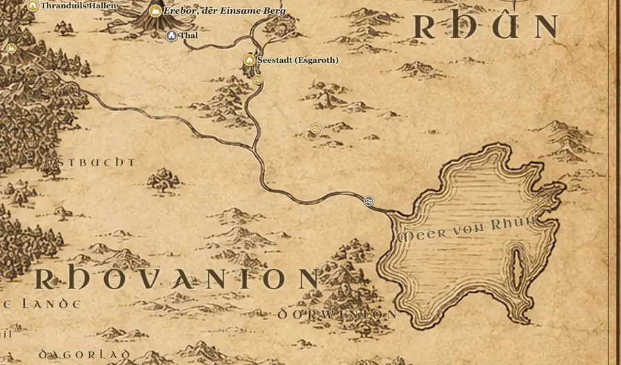 Rhûn auf der Karte von Mittelerde