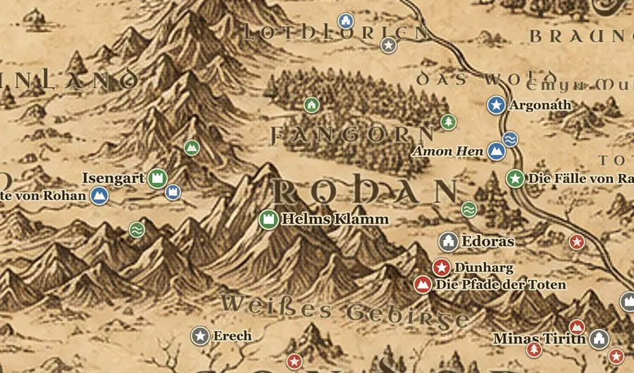 Rohan auf der Karte von Mittelerde