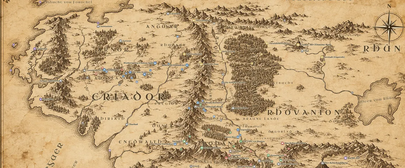 Eriador auf der Karte von Mittelerde