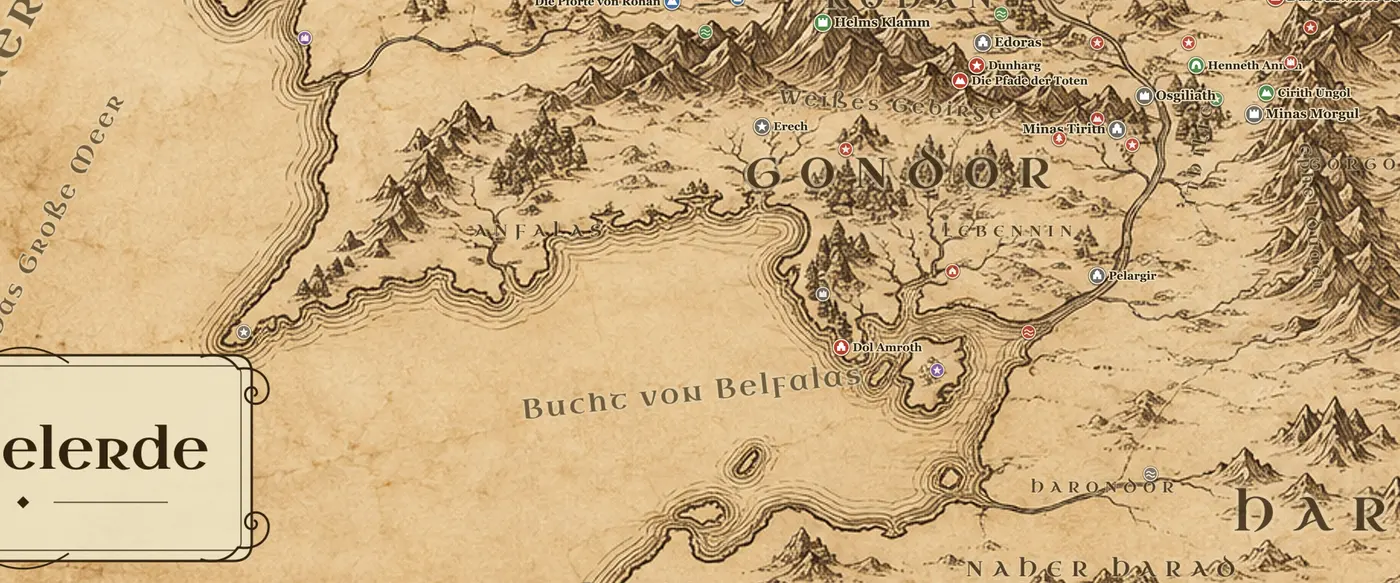 Gondor auf der Karte von Mittelerde