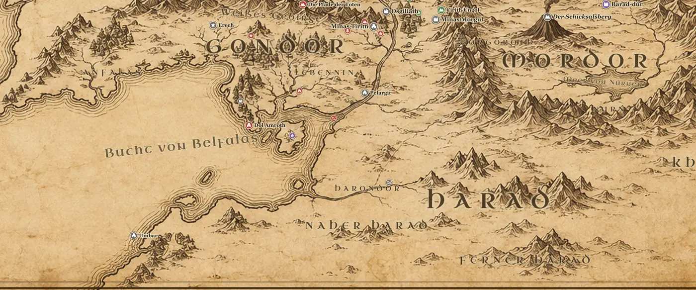 Harad auf der Karte von Mittelerde