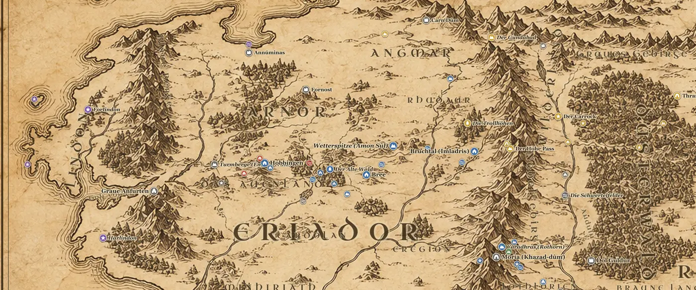 Lindon auf der Karte von Mittelerde