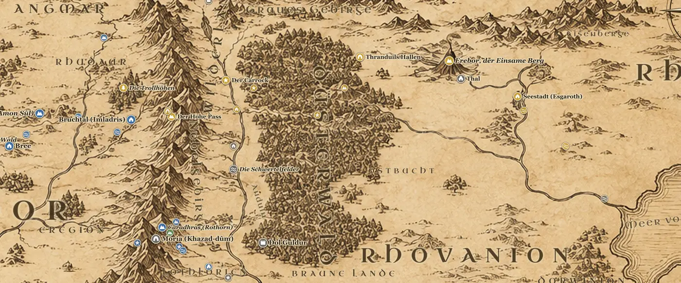 Der Düsterwald auf der Karte von Mittelerde